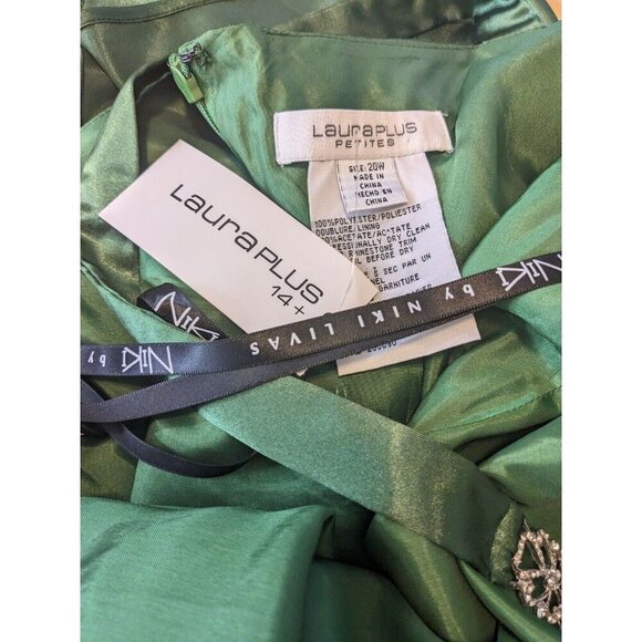 Vintage Y2K Niki Livas NEW Formal Hoco Designer Dress Plus Size 20W Green Satiny - Picture 7 of 9